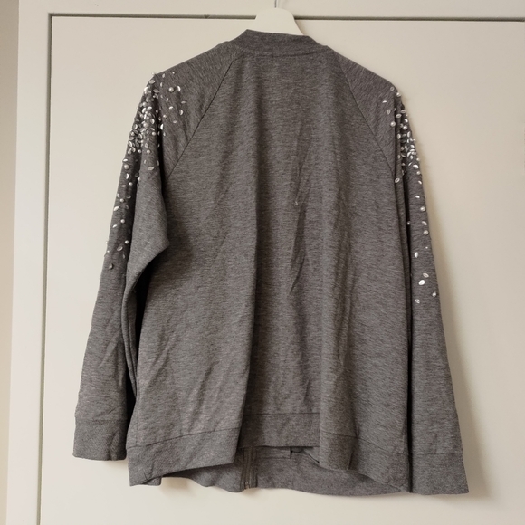 Chicos Grey Zip up Jacket sz 3 - Picture 5 of 6
